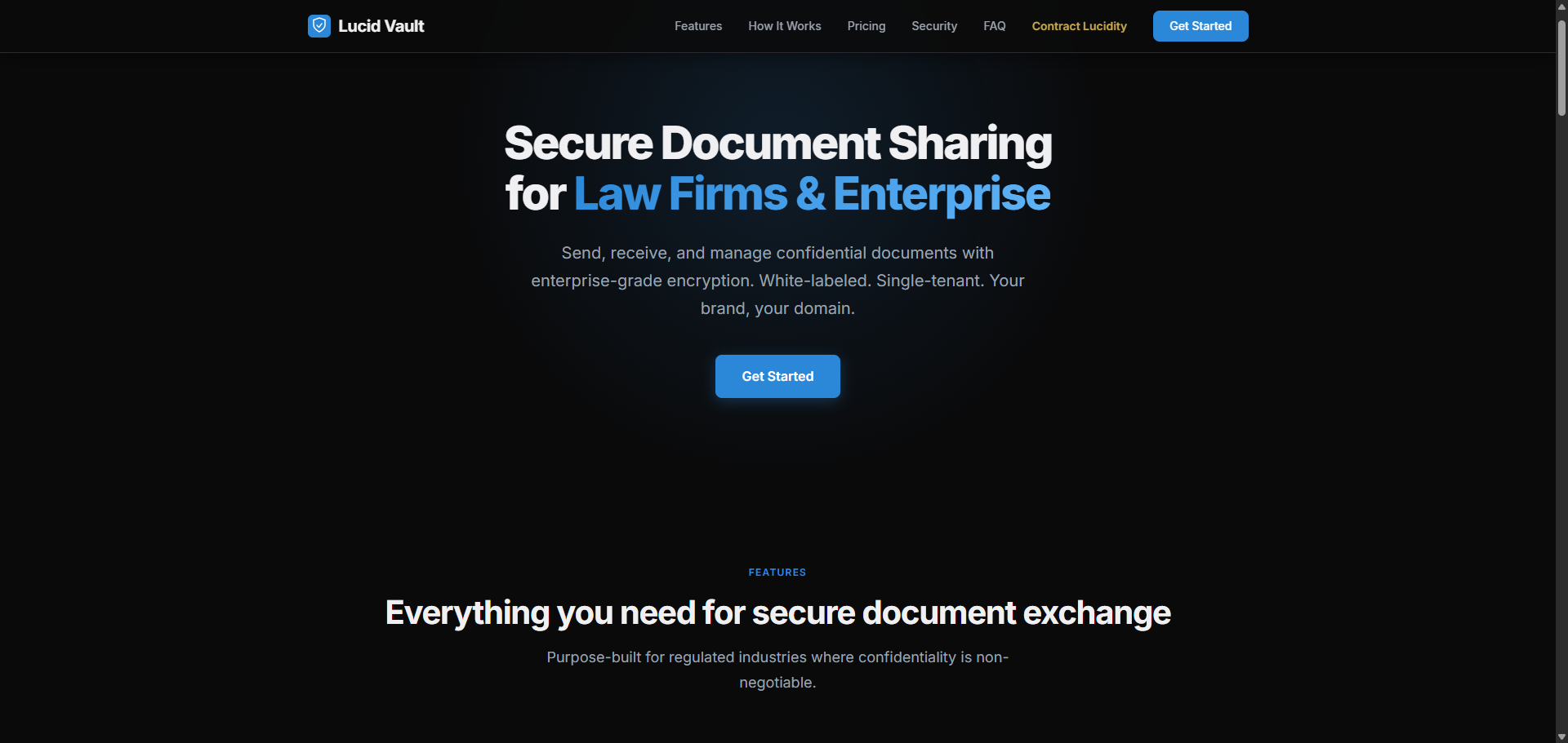 LucidVault, encrypted document sharing with white-label client portals