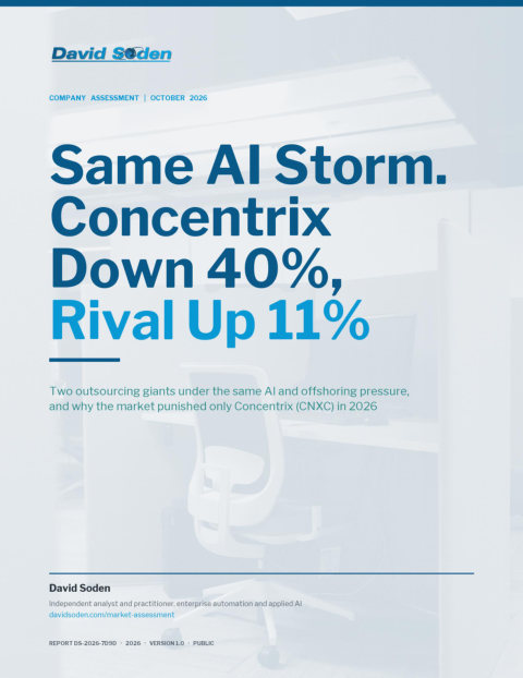 Cover of Same AI Storm. Concentrix Down 40%, Rival Up 11%